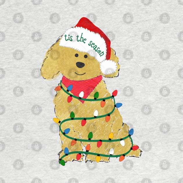 Goldendoodle  Decorated with Christmas Lights by EMR_Designs